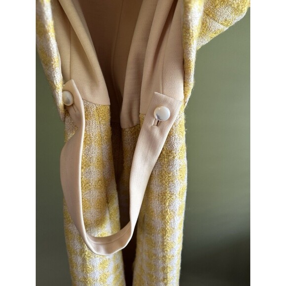 Jacques Tiffeau Vintage Wool Skirt Suit Jackie Kennedy Sz M White Yellow Check - Picture 8 of 16